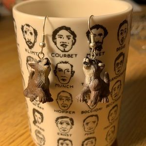 Wolf pup howling Twilight earrings